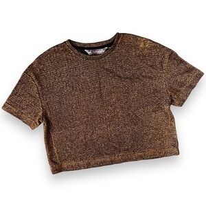 3/$30 Gold Shiny Sparkly Cropped Tee Shirt